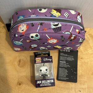 Disney The Nightmare Before Christmas Bundle:Makeup Bag, Jack Funko Pop Keychain